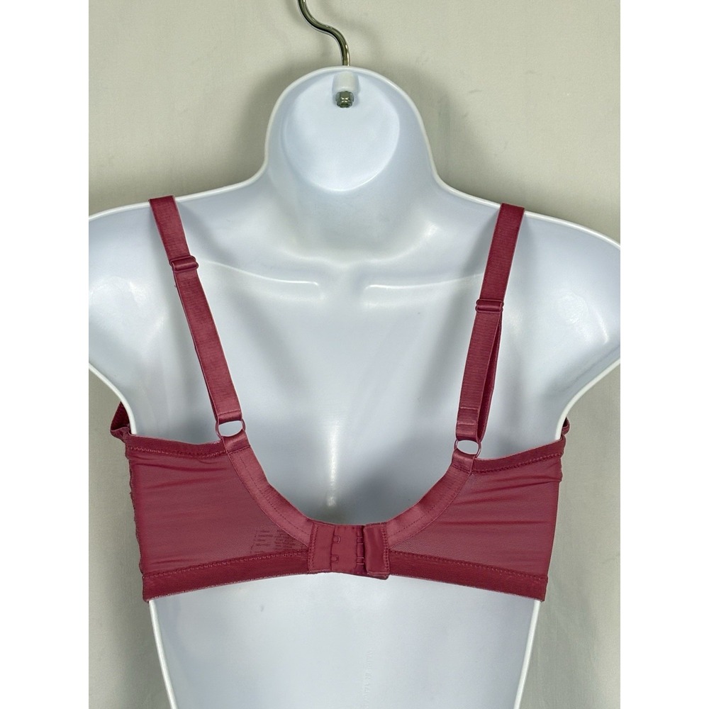The Panache Ana Plunge Bra 30G Cranberry Lace Adjustable Underwire Semi-sheer - Picture 3 of 8